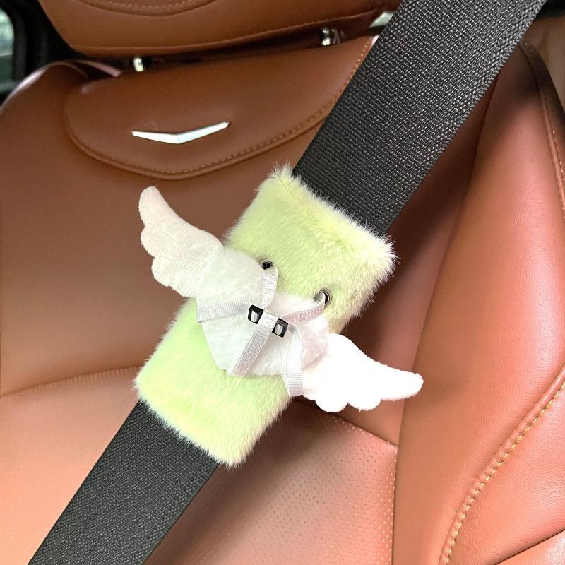 1Pc Cartoon Safety Belt Shoulder Cover Plush Fixed Doll Sweet Cute Auto Interior Styling Soft Small Accessory Fashion Car Decor