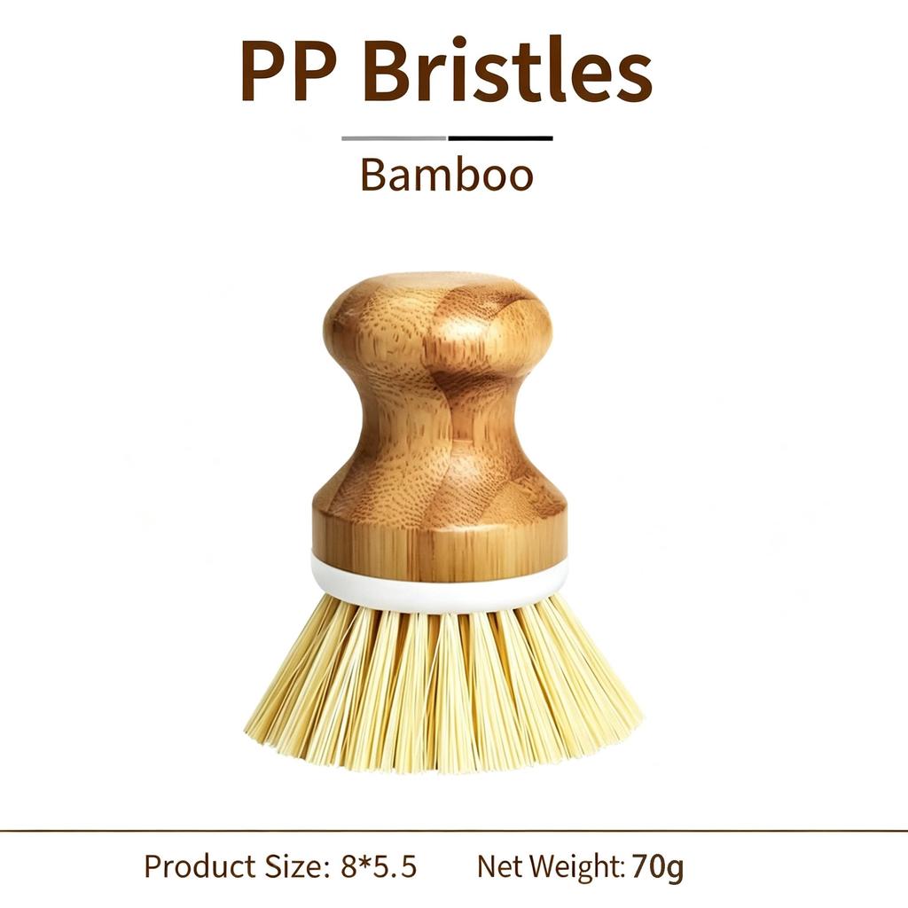 Natural Solid Wood Kitchen Cleaning Brush Dual Bristle Fruit Vegetable Scrub Brush Dish Pot Sink Scrubber with Hanging Rope for Potato Carrot Cookware