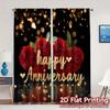 2pcs   2D FLAT PRINTING Curtains (Without Rod) Anniversary Bliss Popular Print Curtains Semi-Sheer Curtains Outdoor Decorations