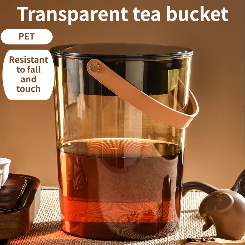 Premium Clear Tea Residue Bin with Handle Office Home Use Filtering Waste Water Container for Tea Leaves