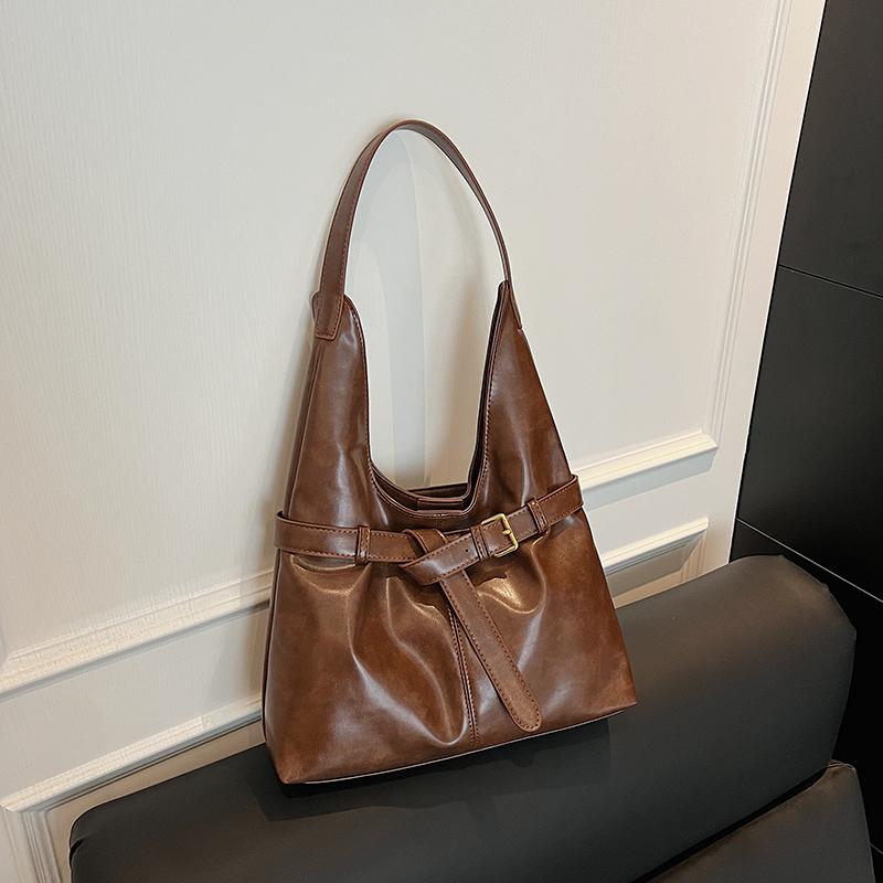 Retro Underarm Shoulder Hobo Bags For Women 2026 Luxury Designer Handbags PU Leather Pure Color Big Capacity Shopper Totes Purse