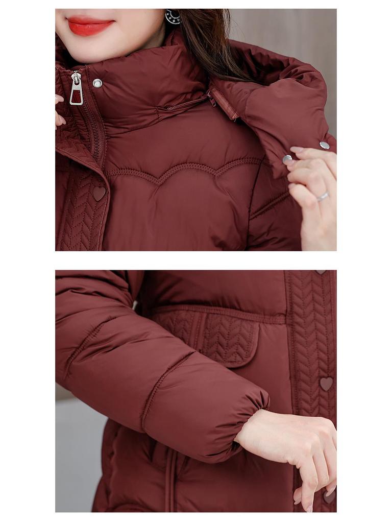 2025 Winter Women's Plus-Size Mid-Length Cotton Jacket - Warm and Fashionable for Mothers