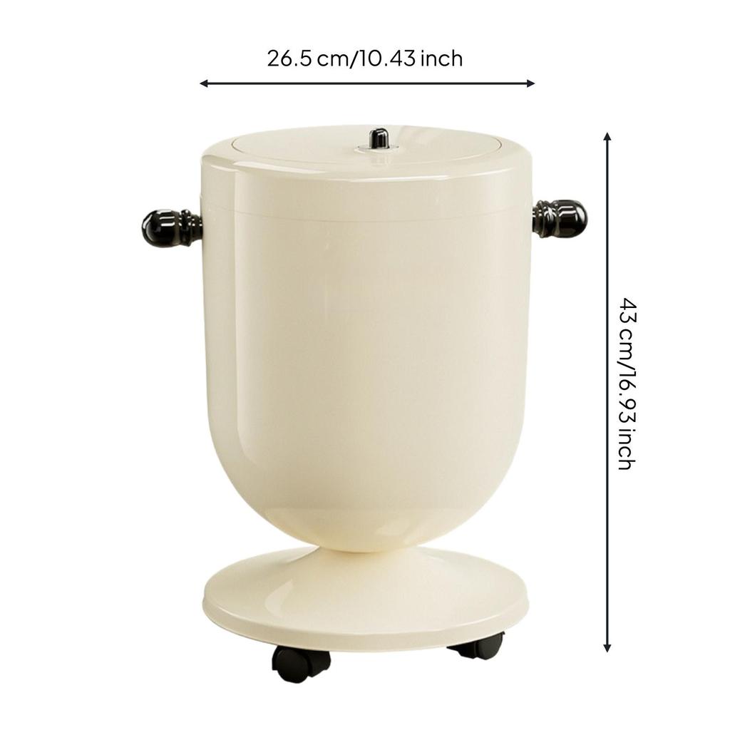 Freestanding Waste Bin with Lid Lidded Cylindrical Trash Inner Liner Compact Garbage Can