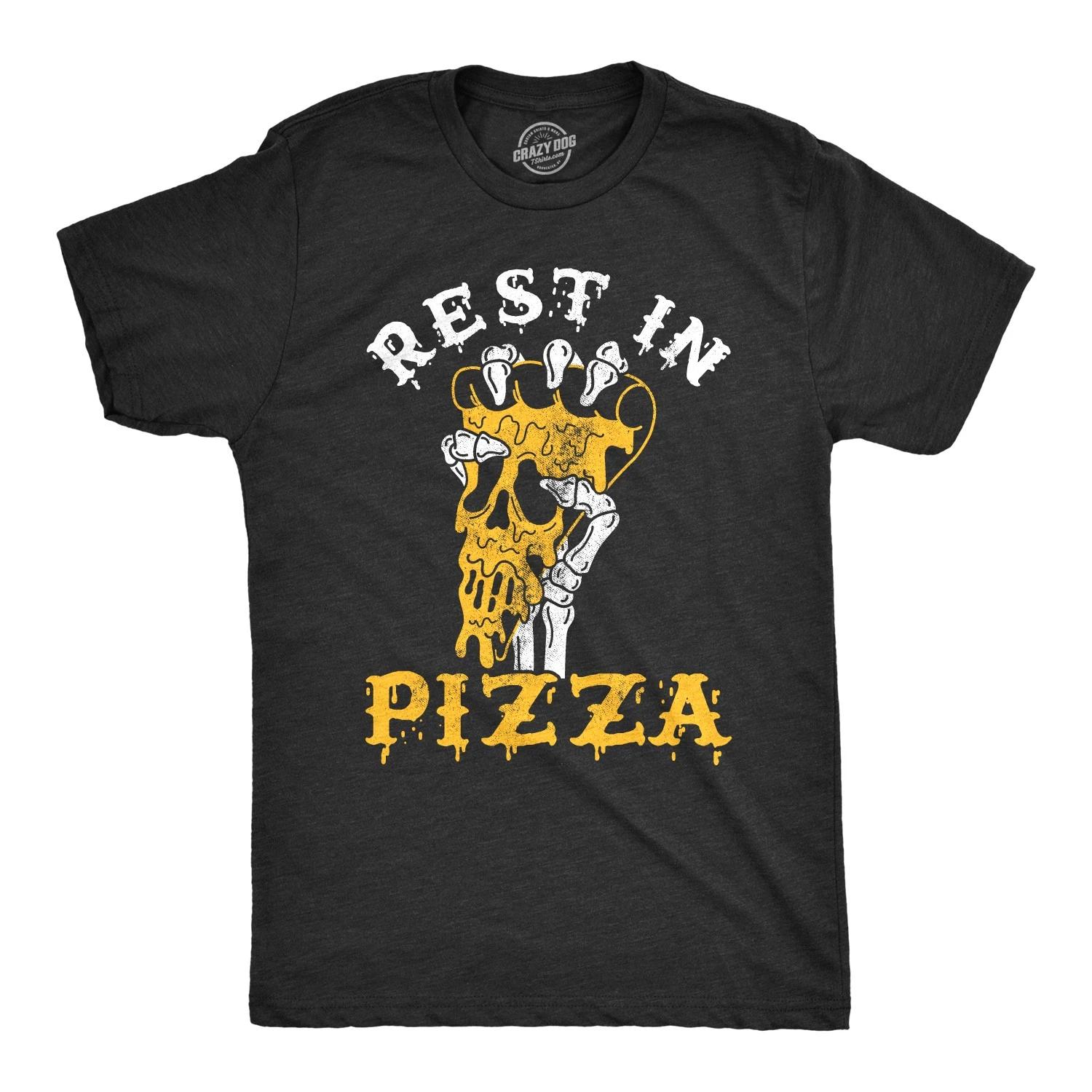Mens Rest In Pizza T Shirt Funny Skeleton Halloween Tee XXXL