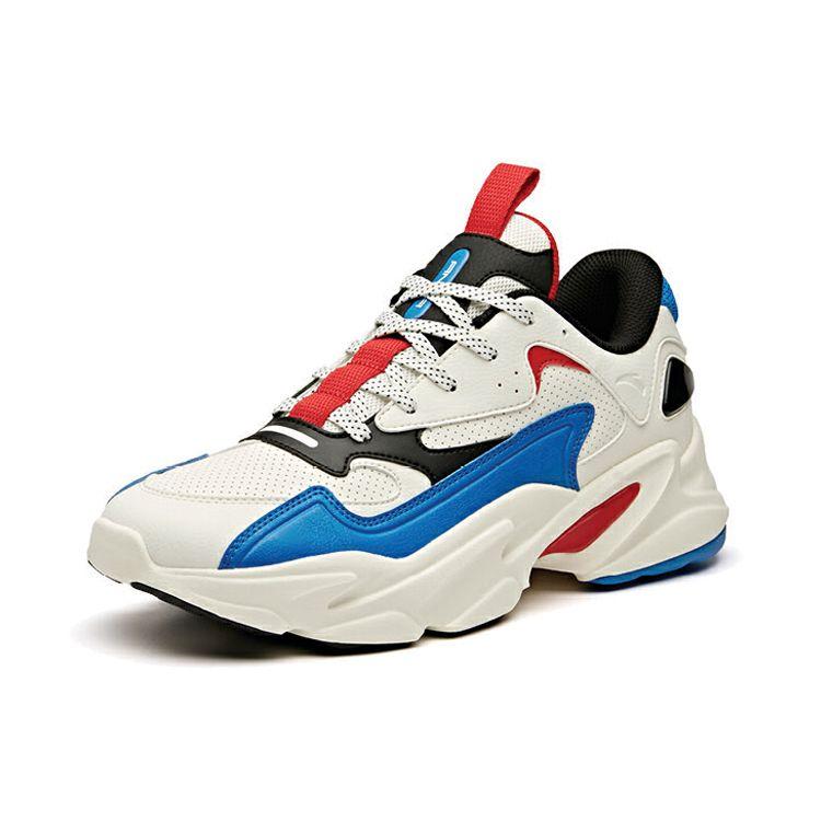 Anta Lifestyle Series Shock Absorbing Non-Slip Wear-Resistant Low-Top Dad Shoes Men Sneakers Blue White Black 11948882-4