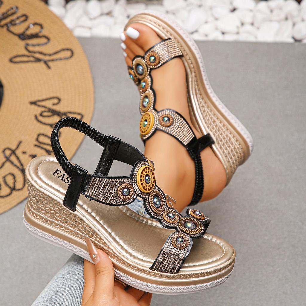 Fashion Women's Sandals Soft Wedge Heels Sandals 2025 Summer Shoes Woman Low Platform Sandalias De Mujer Mix Color Summer Sandals Female