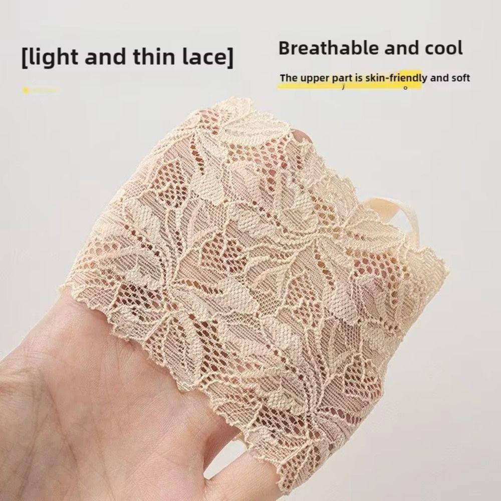 2 Pairs Black Grey Nude White Invisible Lingerie Socks Non Slip Lace Foot Cover  Women