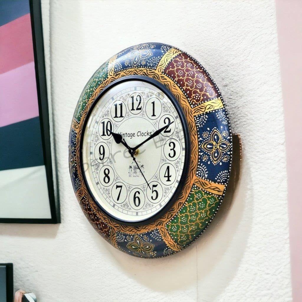 Hand-Painted Wooden Wall Clock / 12 Inch (30 CM's)