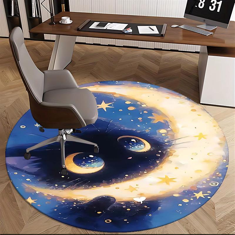 1pc Anime Design Round Carpet Office Chair Mat, Non Slip Rug for Home Decor, Living Room, Bedroom, Game Room, All Seasons
