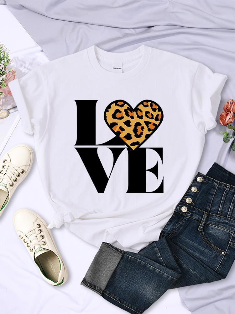 Vintage Leopard Love Forever Women T Shirt Fashion Casual Short Sleeve Hip Hop Cool Clothes Breathable Oversize Tshirt Female