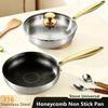 316 Stainless Steel Frying Pan Non-Stick Wok Honeycomb Skillet Home Steak Skillet Gas Stove Pot Induction Kitchen Cookware