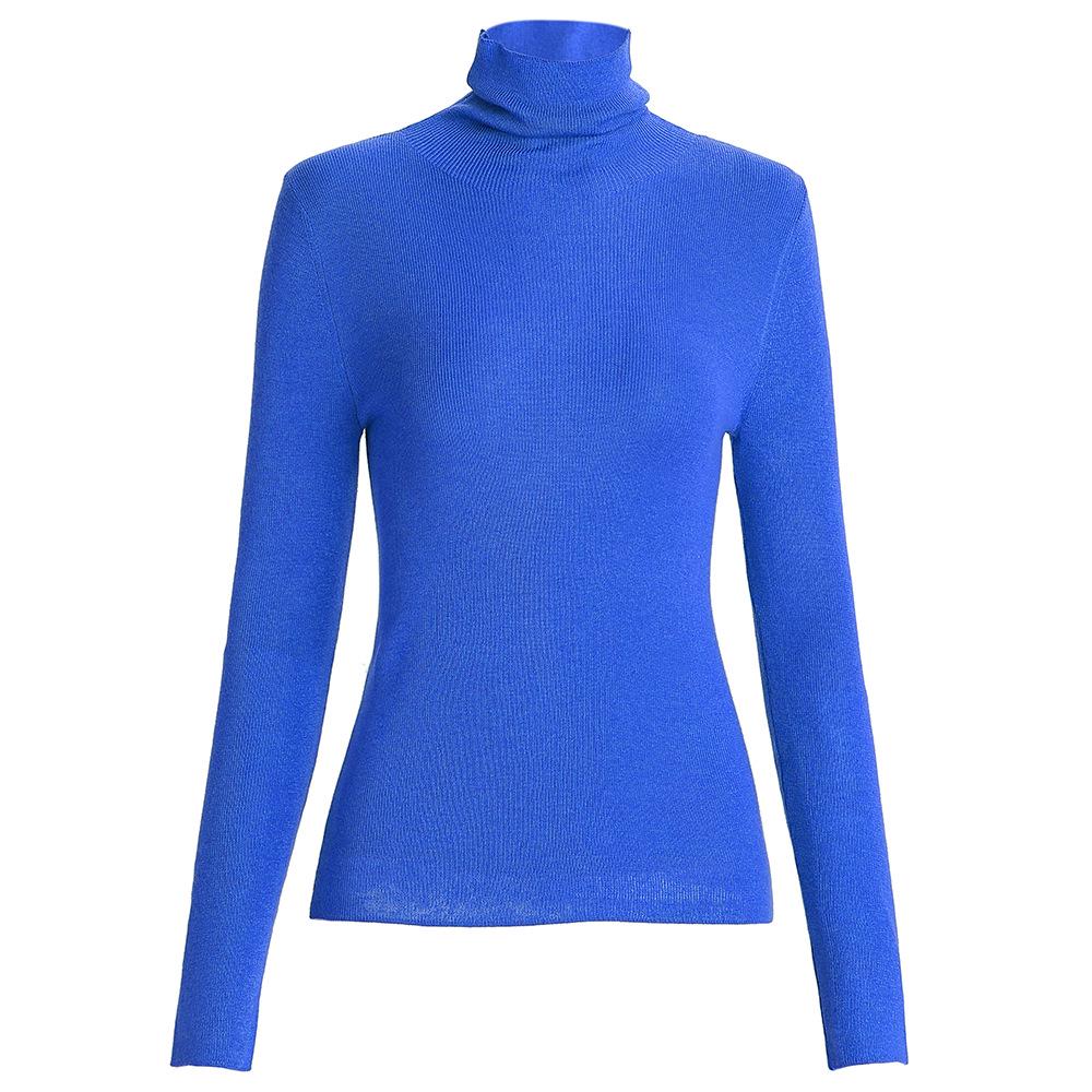 Zhili Women's Spring 2025 Multicolor Slim Fit High Collar Long-Sleeve Knitted Sweater