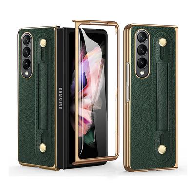 Kožený náramek proti otiskům prstů pro Samsung Galaxy Z Fold4 Fold 4 Fold3 Fold2 Fold 3 2 Fólie z tvrzeného skla Pouzdra na telefony