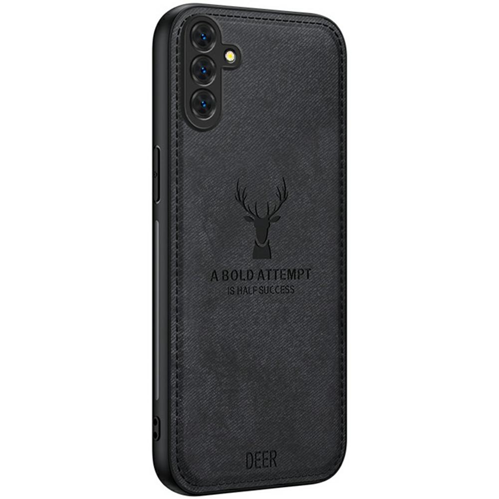 

For Samsung Galaxy S25+ Case Deer Pattern Cloth Texture PU Leather Hybrid Phone Cover B
