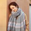 Winter Women's Long Plaid Scarf Outer Wear Girl Couple Double-sided Versatile Neck Warmer Korean Style Shawl Student Fresh Look