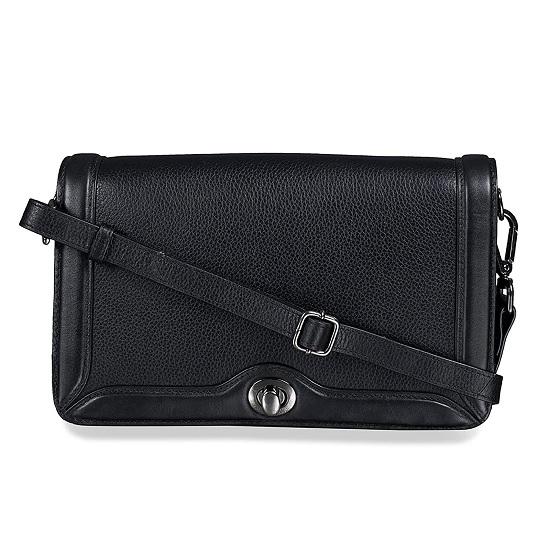 Noora Black Leather Crossbody Sling Bag for Girls and Women & Flap closure with Adjustable Straps