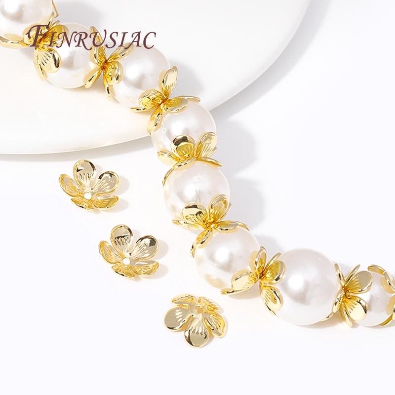 18K Gold Plated 11mm Flower Caps For Beads Brass Metal Big Beads Caps For DIY Beading Jewelry Making Accessories