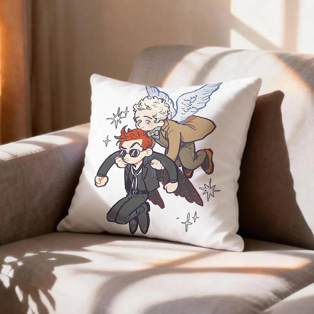 Fantasy TV Series Good OOmens Pillow Case Pattern Printed Pillowcase For Living Room Sofa Cushion Cover