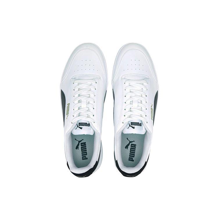 PUMA Shuffle Cow Split Leather Comfortable Breathable Low top Skateboard Shoes Unisex White Black 309668-03