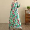Sukienka bawełniana plus size z długim rękawem w stylu vintage w kwiaty, nowość, dla kobiet, codzienna, luźna, wiosenna, letnia, jesienna