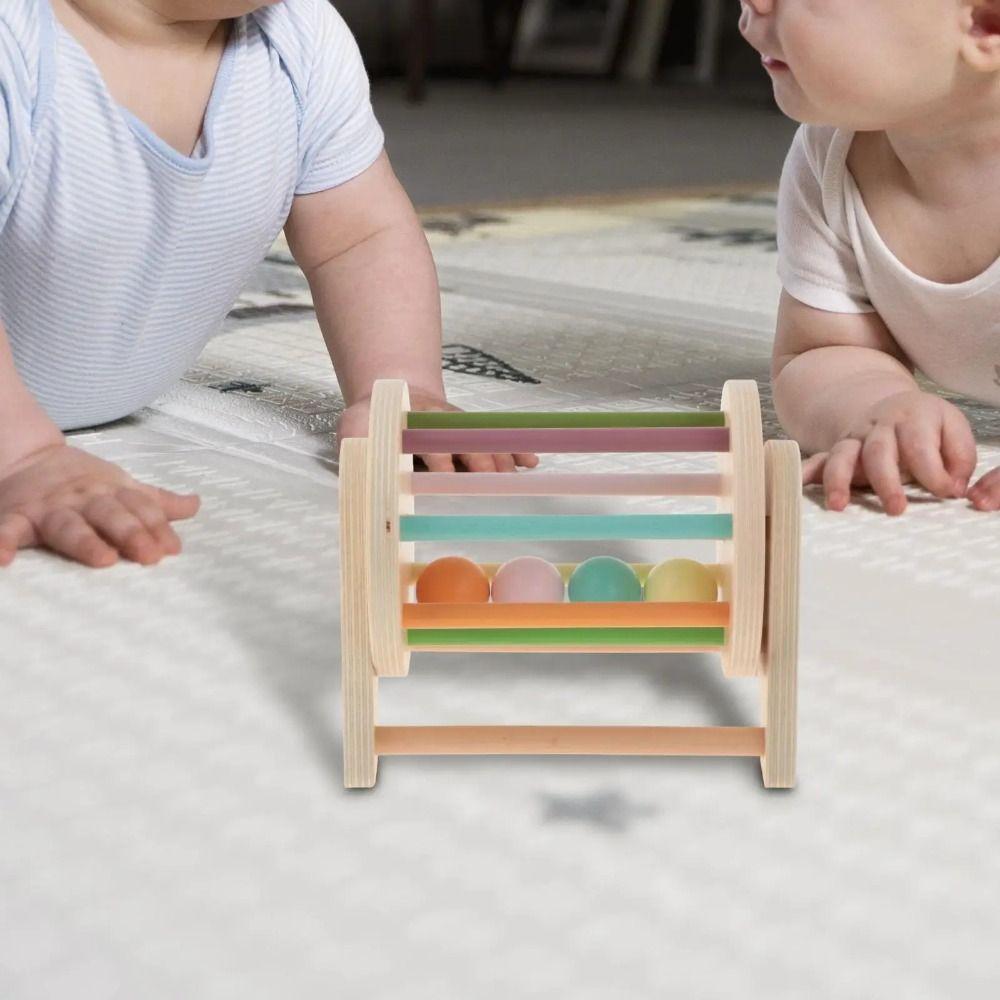 Color Shape Cognition Ball Drop Kids Toy Wooden Ball Busy Drum Toy  Birthday Present