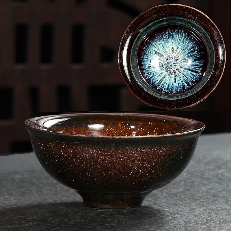 Ručně vyráběný kameninový čajový šálek v japonském stylu, změna glazury v peci, černý, malý, jeden šálek, miska na čaj Puer, starobylý meditační šálek, čajová souprava Kung Fu