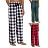 Pajama Pants Elastic Waist Drawstring Plaid Loose Pajama Trousers for Home