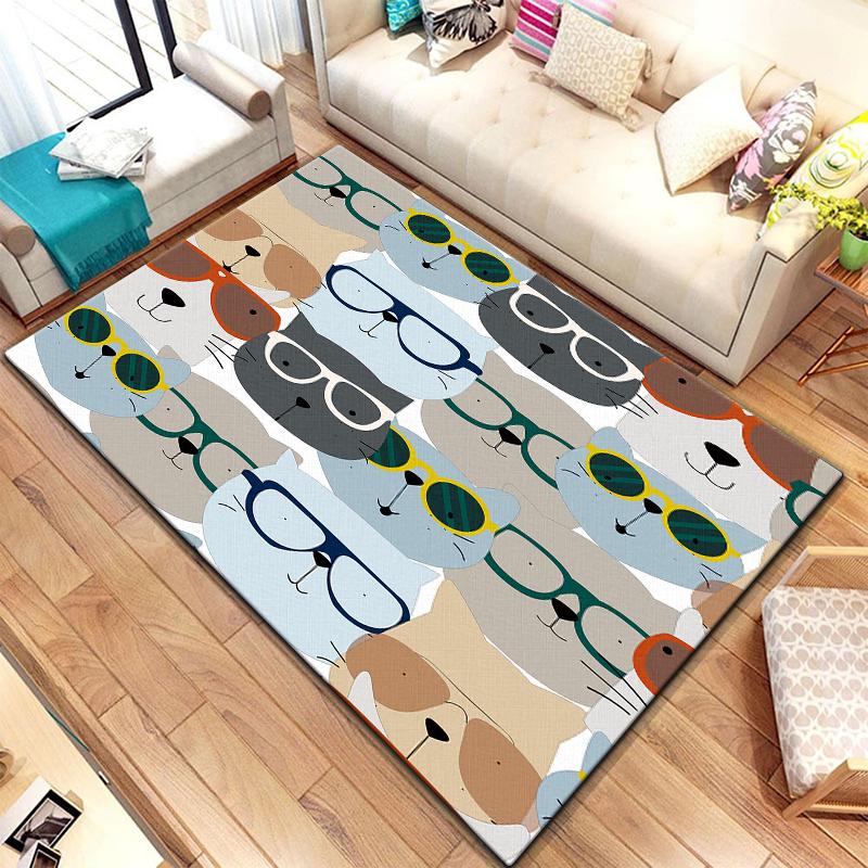 Teppich mit Cartoon-Spleißtieren, groß, Teppich für Wohnzimmer, Schlafzimmer, Sofa, Dekoration, Fußmatte, Küche, rutschfeste Bodenmatte, Picknick