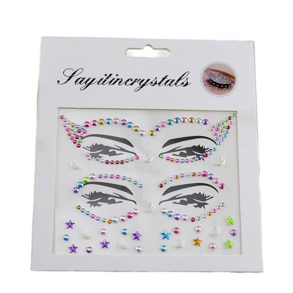 Fashion 3D Face Tattoo Crystal Sticker Fake Tattoo Temporary Tattoo Sticker  Girls