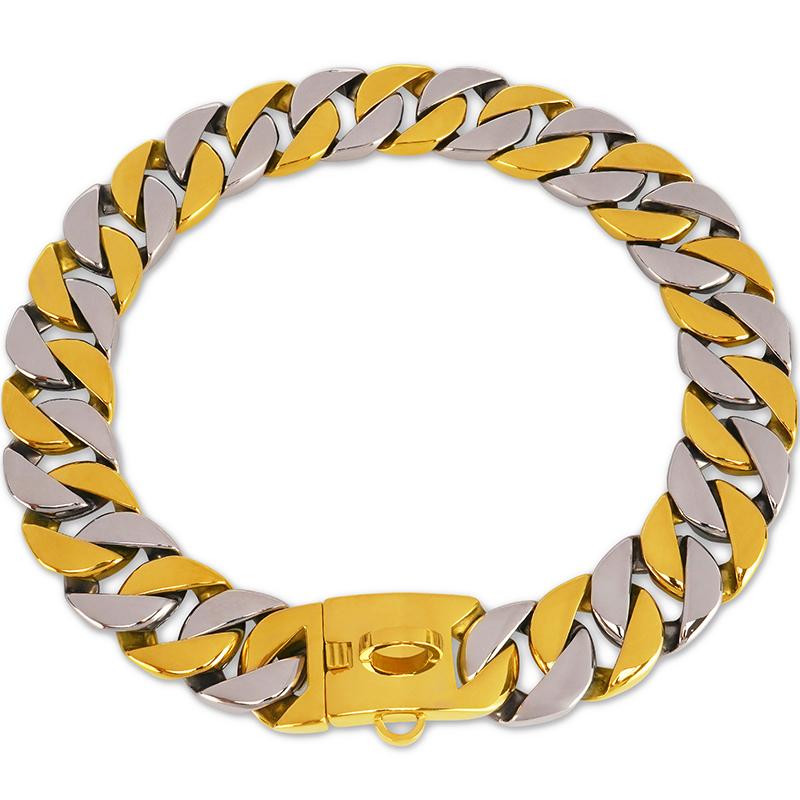 Pet Chains Collars Stainless Steel 32mm Wide Gold Dog Chain Collar for Large Dogs Heavy Strong Chew Proof