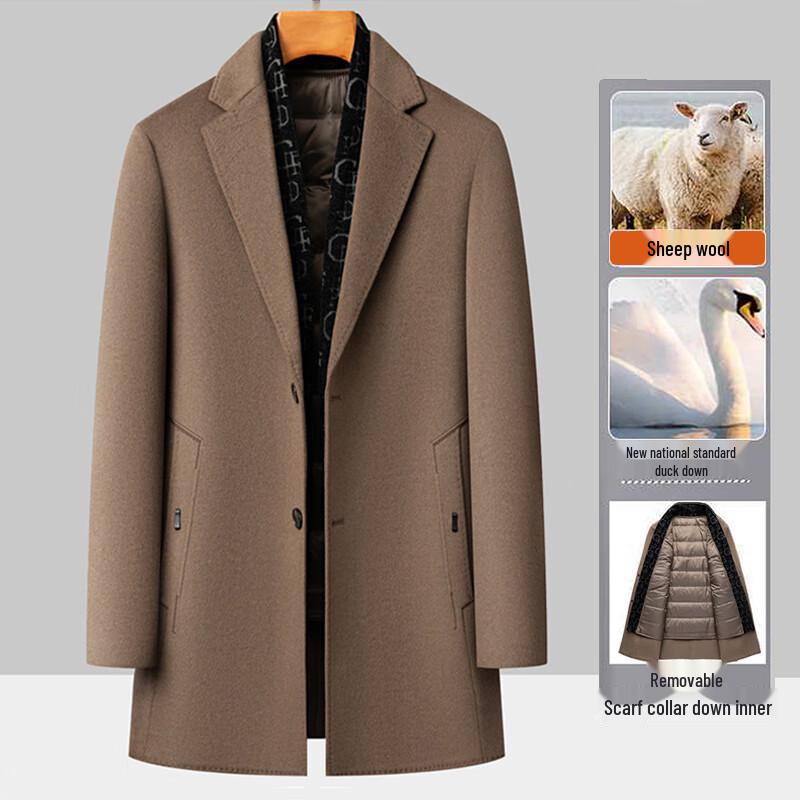 

Мужское пальто-оверсайз из смесовой шерсти с воротником-пиджаком и съемной подкладкой из пуха XL