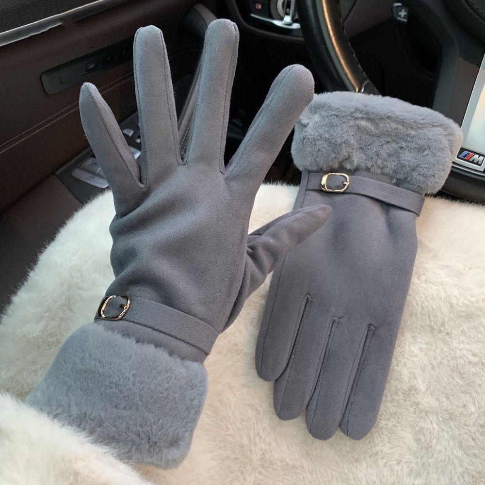 Soft Suede Gloves Windproof Women Winter Gloves Fashion Cycling Mittens  Outdoor