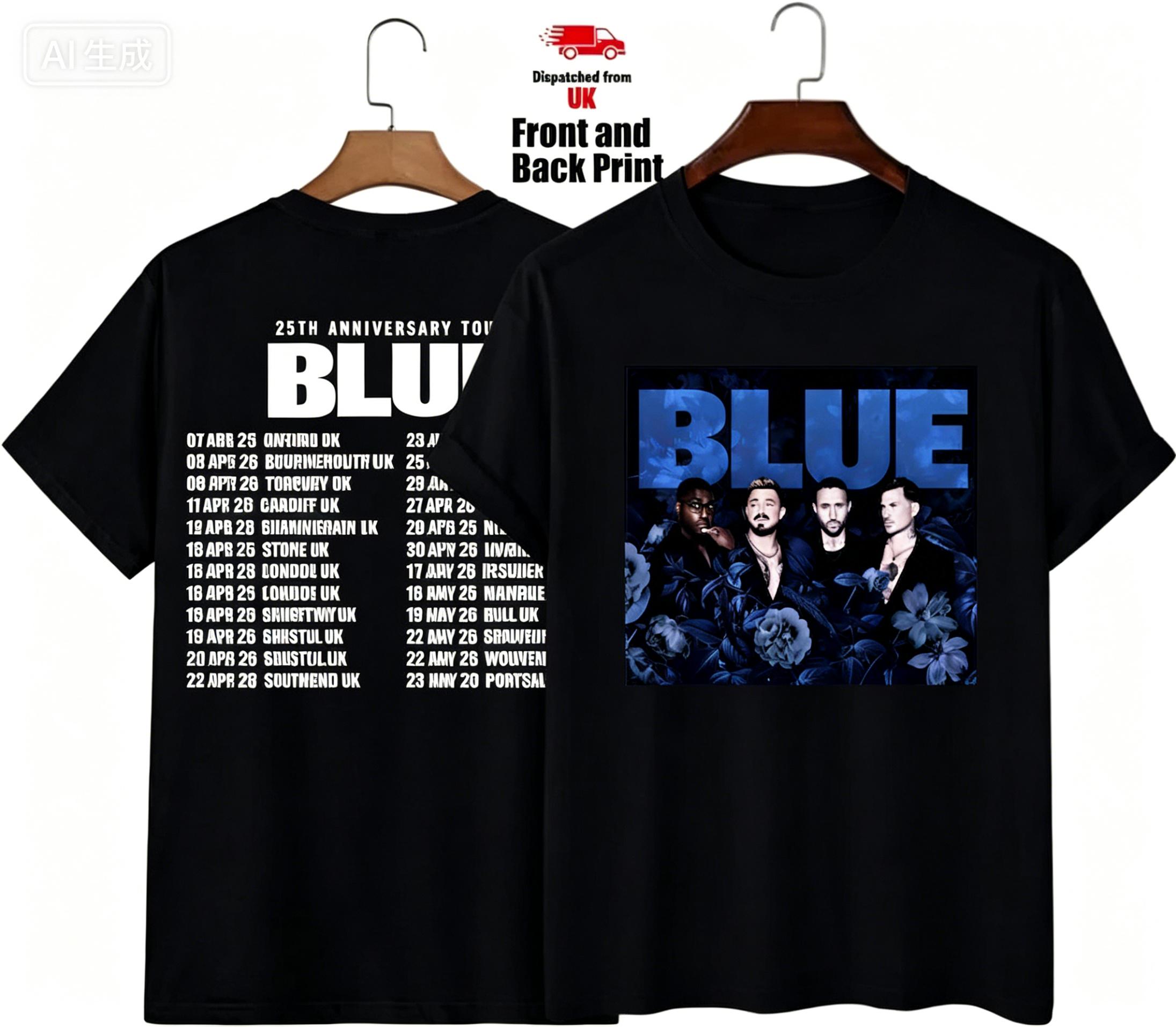 Blue Boy Band TShirt 25th Anniversary Tour 2026 Summer Cotton Tshirt Comfortable HighQuality Ins Y2K S