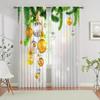 Glam Christmas Curtains Semi-Sheer Polyester Rod Pocket Drapes with Festive Holiday Print for Living Room Bedroom Window Decor