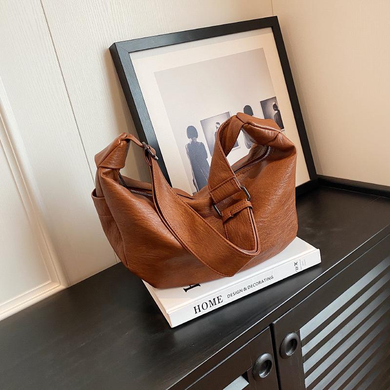 Vintage tote bag women's 2025 new trendy fashion Korean student bag class large capacity shoulder bag messenger bag