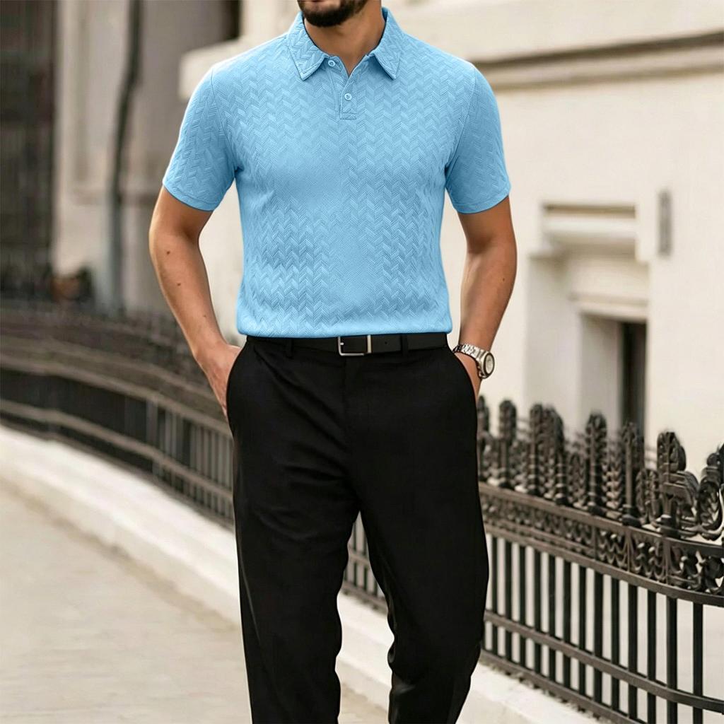 Men's Summer Short Sleeve Polo Shirt Casual Lightweight Breathable Fabric Soft Texture Comfortable Fit Classic Collar Design