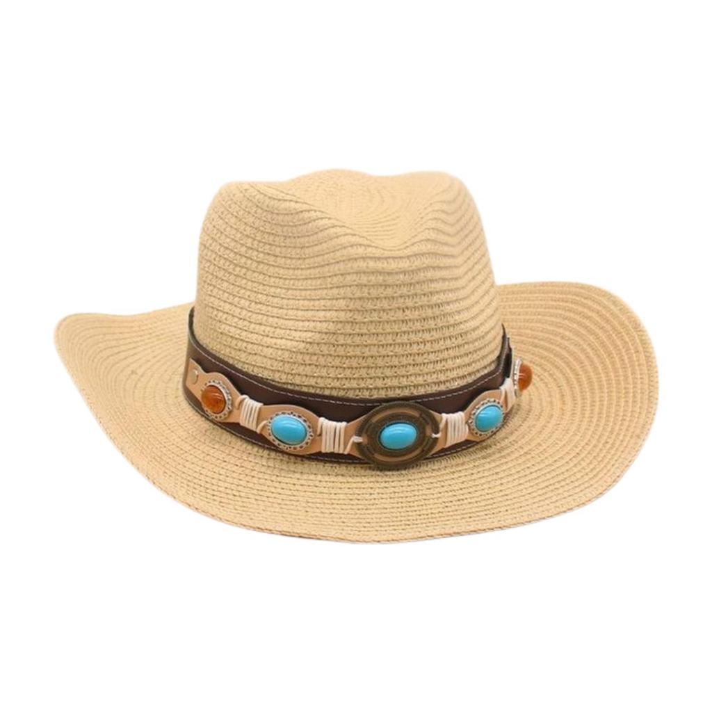 Beach Seaside Travel Straw Hat High Sense Ethnic Style Woven Straw Hat Western Cowboy Hat