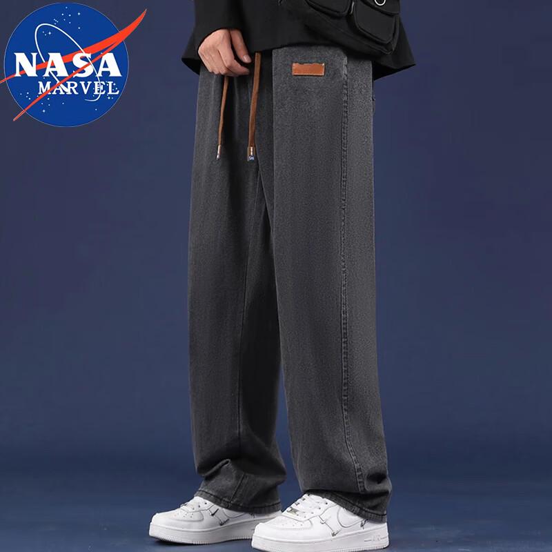 NASA MARVEL Men's American Retro Loose Straight Denim Jeans