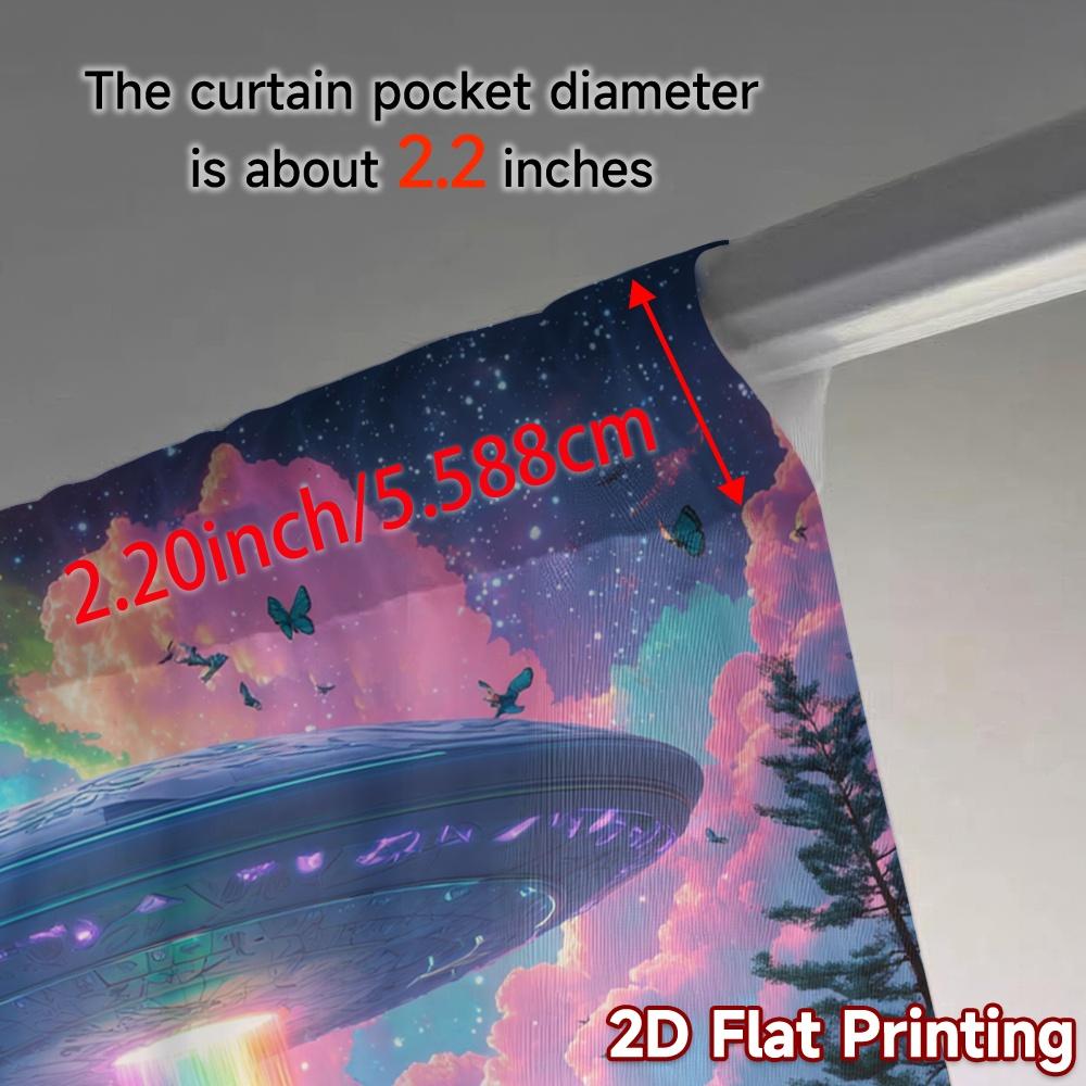 2pcs   2D FLAT PRINTING Curtains (Without Rod) Cosmic Encounter Modern Curtain Fabric Machine Washable Fabric Curtains Home Decor
