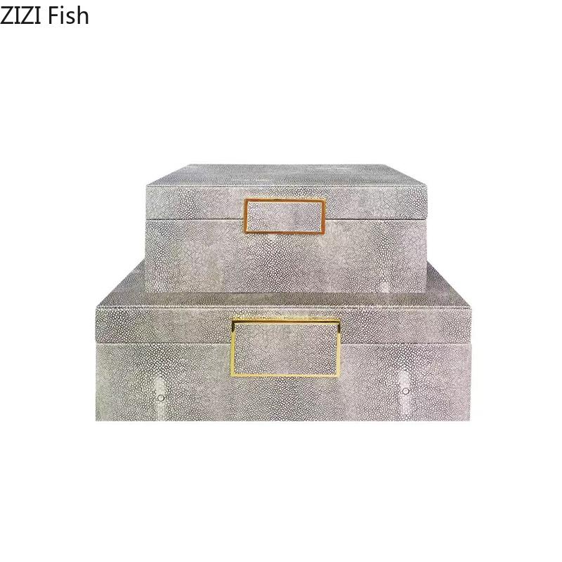 Square Buckle Jewelry Boxes Minimalist Leather Cosmetic Jar Dresser Table Desk Decoration Home Exquisite Jewelry Storage Jar