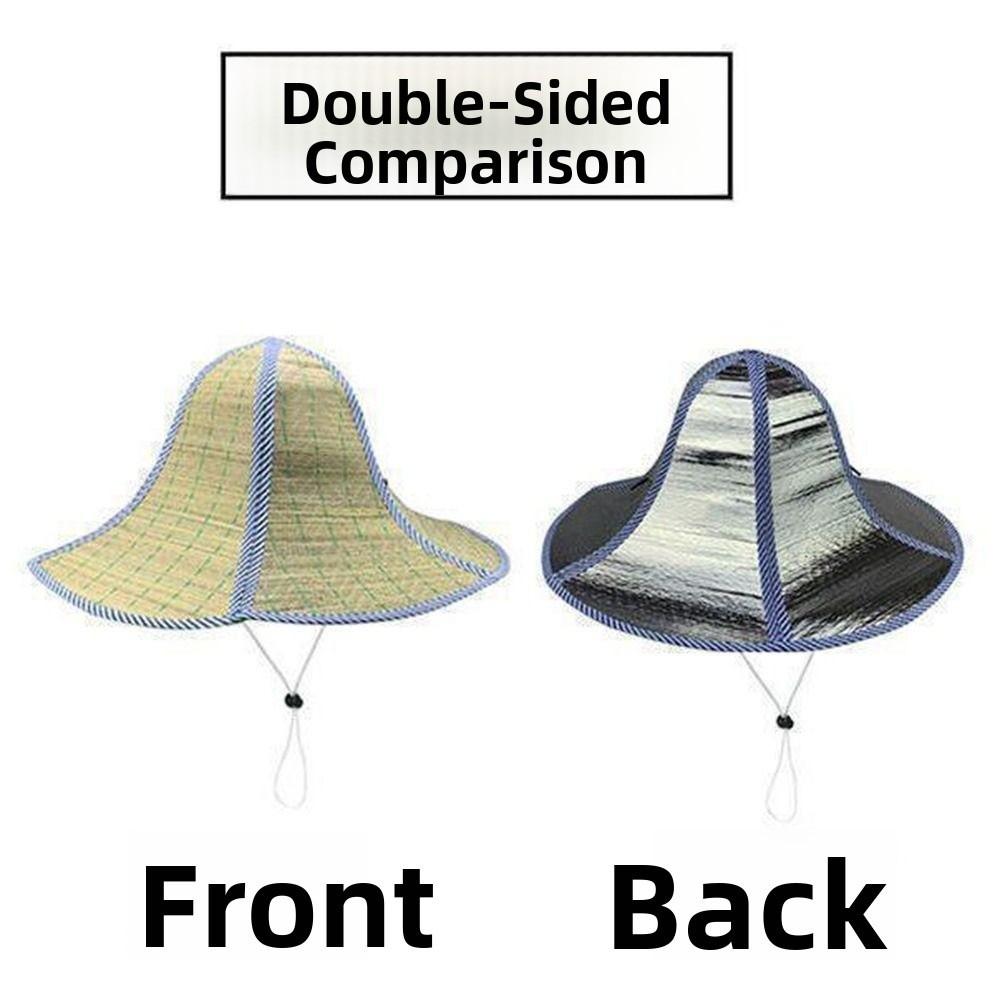 2Pcs Adjustable Foldable Straw Sun Hat Breathable Fishing Sunshade Caps Wide Brim Hat  Summer
