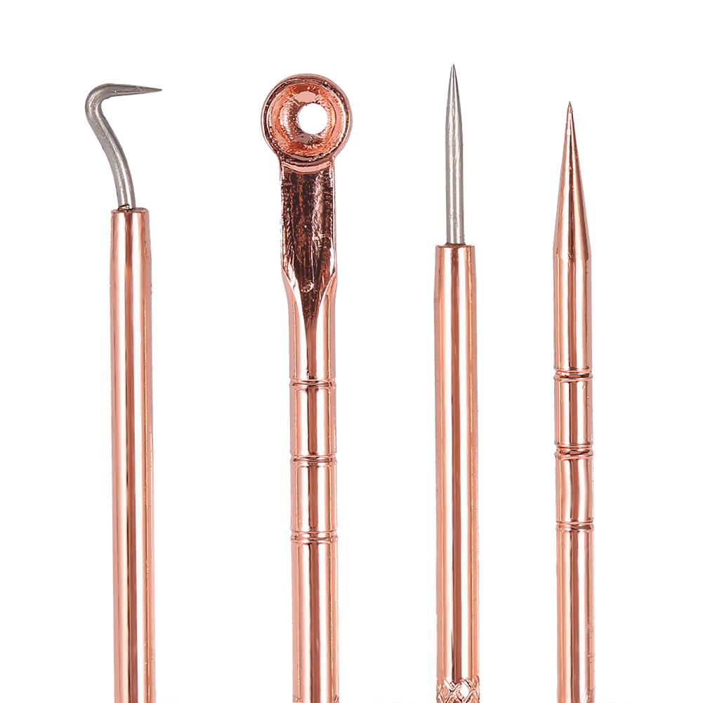 

Набор из 4 предметов Игла для удаления черных точек, акне, угрей, из нержавеющей стали белый