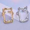 1/2pcs Big Hollow Geometry Rectangle Stainless Steel Rings For Women Men Accessories Open Adjustable Ring Finger Vintage Jewelry