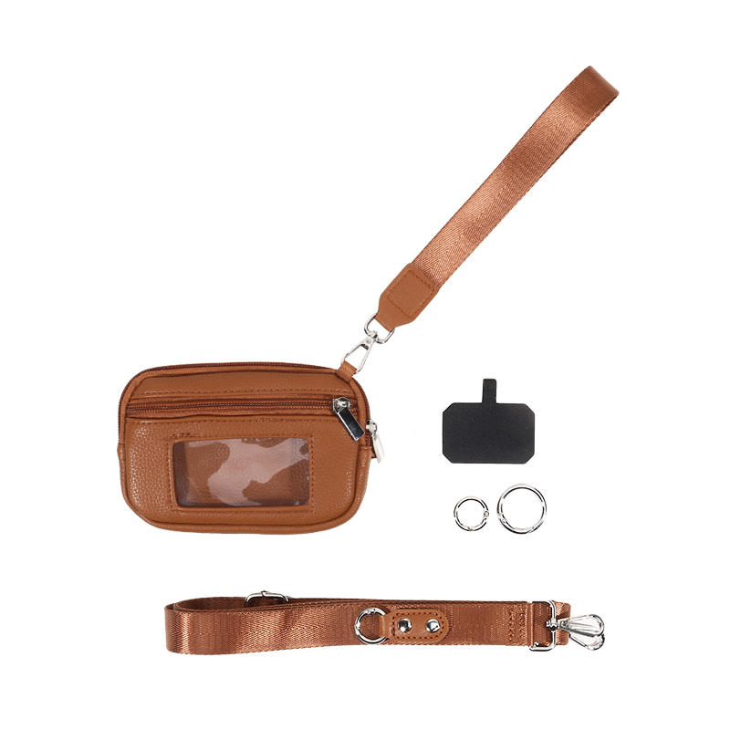 

Adjustable Phone Strap Clip And Go Strap For Phone With Wallet Card Clip Adjustable Phone Lanyard Wrist Strap Crossbody Bag коричневый