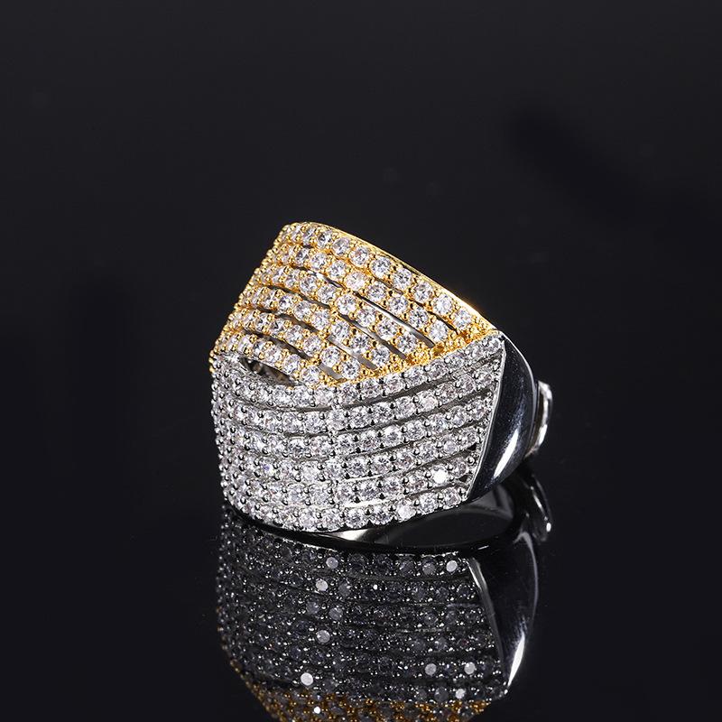 Ring female European and American new micro-inlaid diamond zircon ring personalized color separation zircon ring adjustable opening