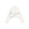 Nike מעיל קצר לנשים מבד ארוג עם הדפסת לוגו, צווארון עומד, רוכסן, נושם, שרוול קצר, מעילים לנשים, צבע לבן מפרש HM4629133
