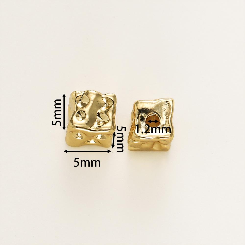 10Pcs/Lot 14/18K Gold Color Plated Brass Square Block Shape Spacer Beads For DIY Bracelet Jewelry Making Accessories