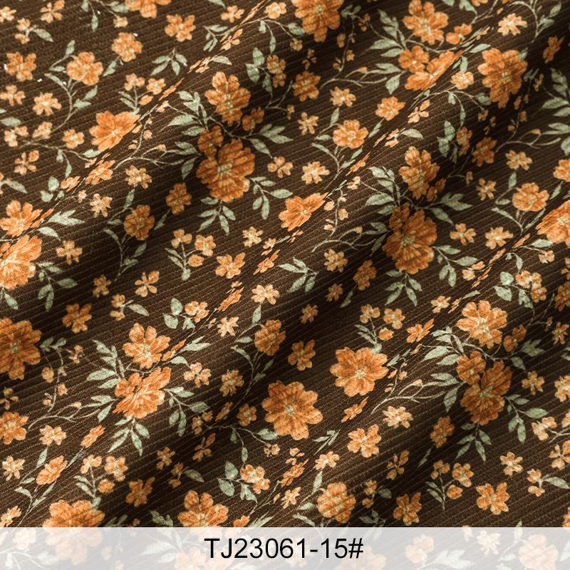 0.5m/1m/2m Fine Pit Strip Soft Corduroy Small Floral Prints Fabric for Sewing Hoodie Dresses Pants Bedding DIY Clothing Fabric
