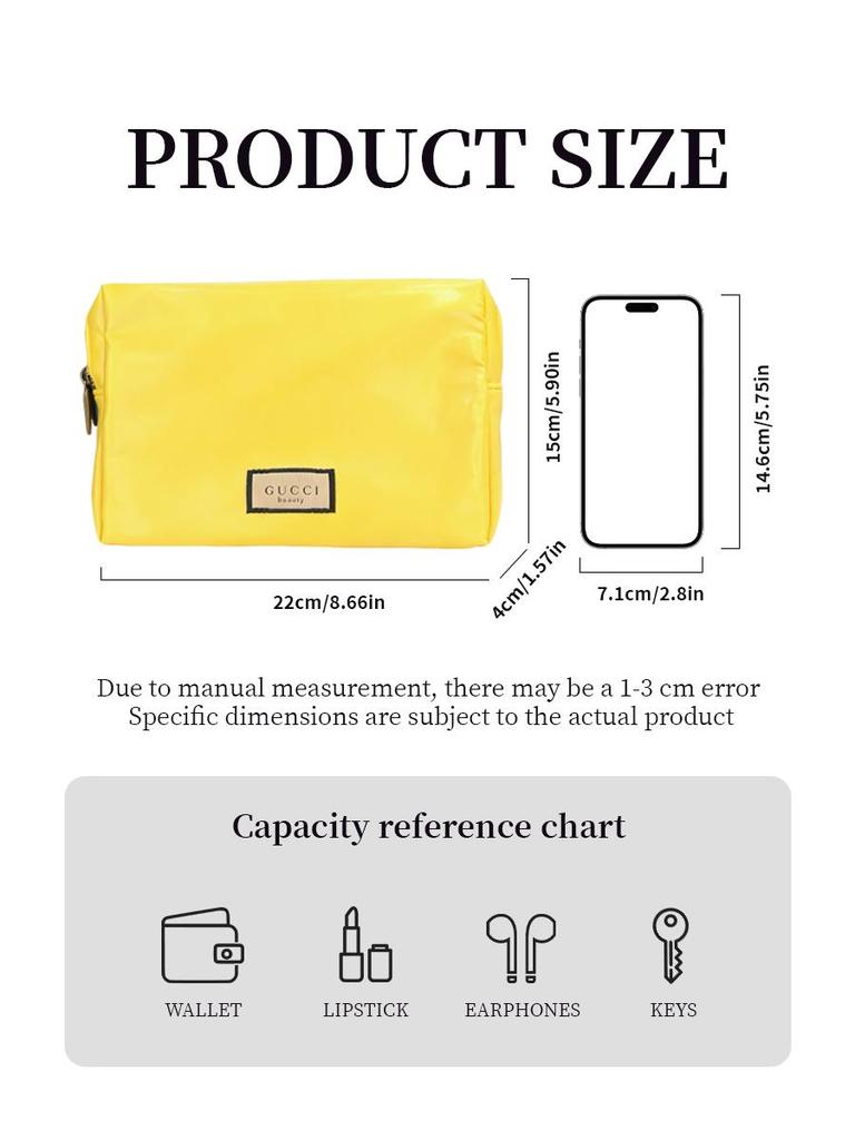 Fashion Vanilla Yellow Makeup Bag for Women Everyday Essential Makeup Bags, Stylish & Practical for Daily Cosmetics & Travel GUCCI-GIFT-68