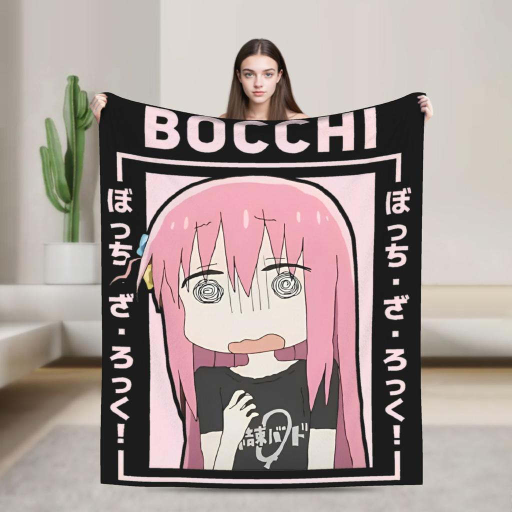 Bocchi the Rock! Hitori Gotou Blankets Anime Flannel Vintage Warm Throw Blankets for Bed Sofa Summer